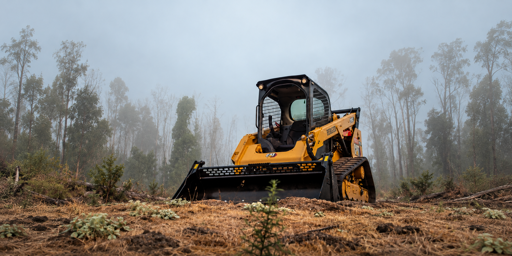 Skid steer on a wooded North Carolina site